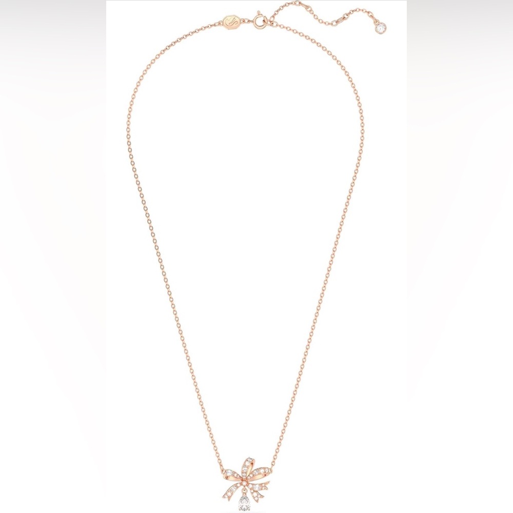 Swarovski Volta Rose Gold Crystal Bow Necklace - Picture 3 of 6